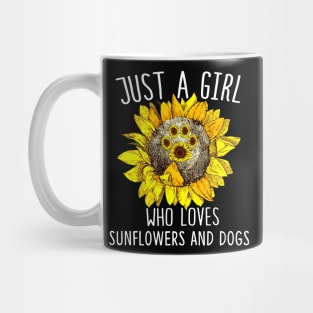 Just A Girl Who Loves Sunflowers And Dogs Mug